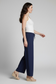 Linen-Blend Wide Leg Pants - Navy