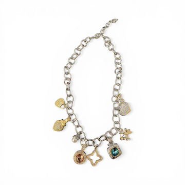 6393 multi charm silver necklace