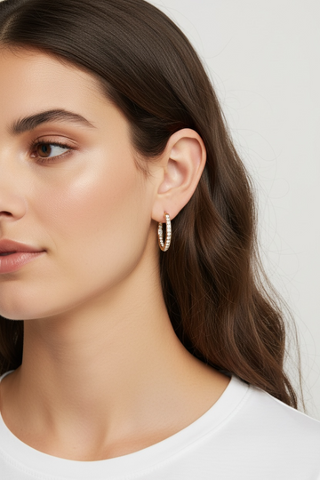 84981 Merx Rhinestone, hoop, earring, gold