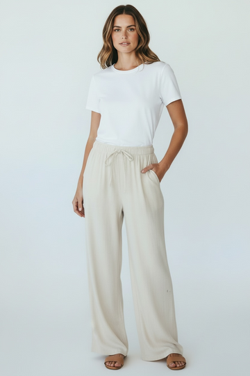 The Effortless Linen Blend Pant - Cream
