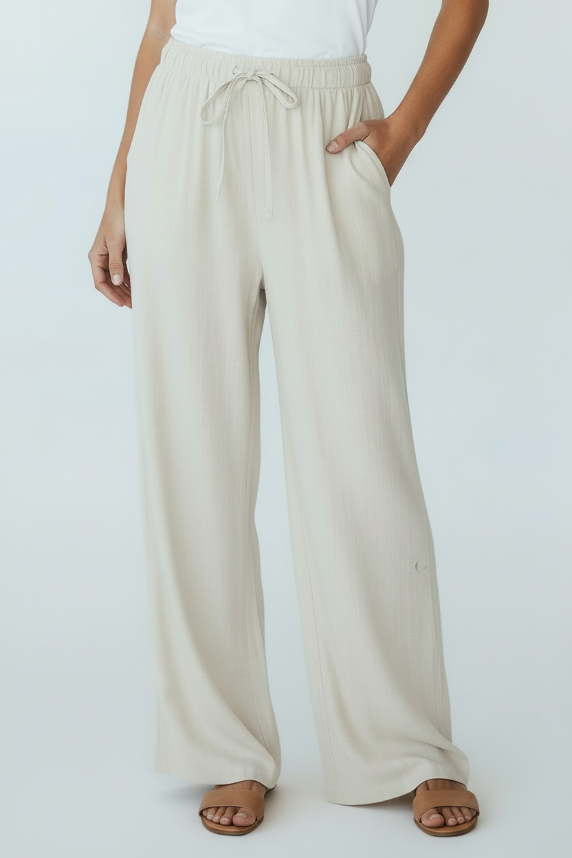 The Effortless Linen Blend Pant - Cream