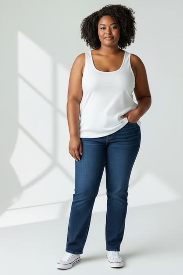 Plus- Seamless Bamboo Tank - White