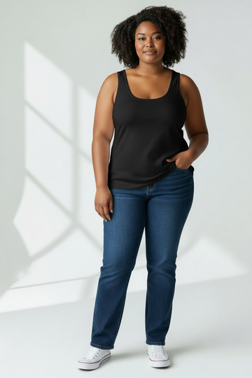 Plus- Seamless Bamboo Tank -Black