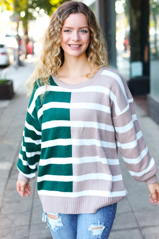 Black Friday - The Anna Colour Block Sweater - Green