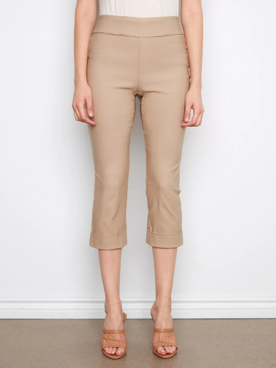 Charlie B Pull on Capris Pant -Taupe