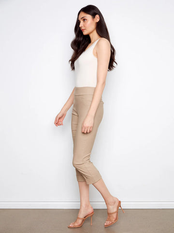 Charlie B Pull on Capris Pant -Taupe