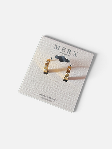 Stainless Steel Huggie - Gold Crystals