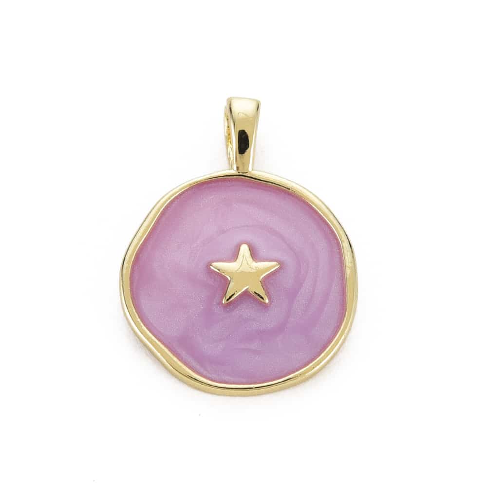 Charm - Star Charm Pink Silver
