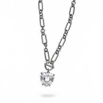 The Crystal Heart Necklace - Silver