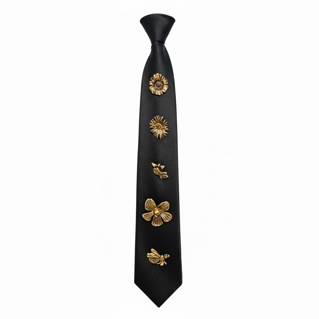 Brooch Tie - Black