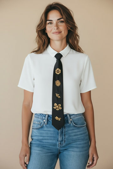 Brooch Tie - Black