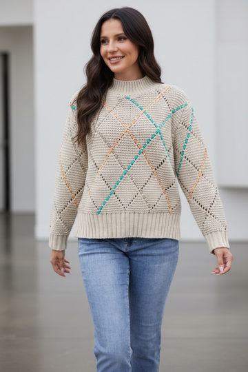 OFV - Diamond Lattice Knit - Cream