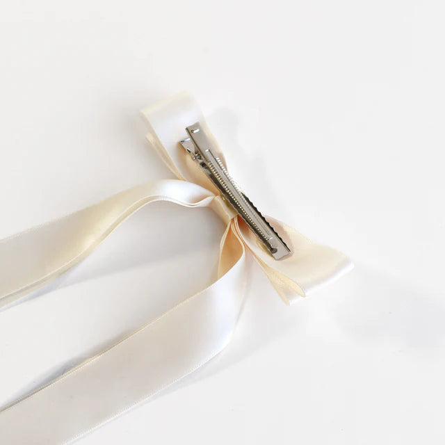 Hair Bow Clip - Cream