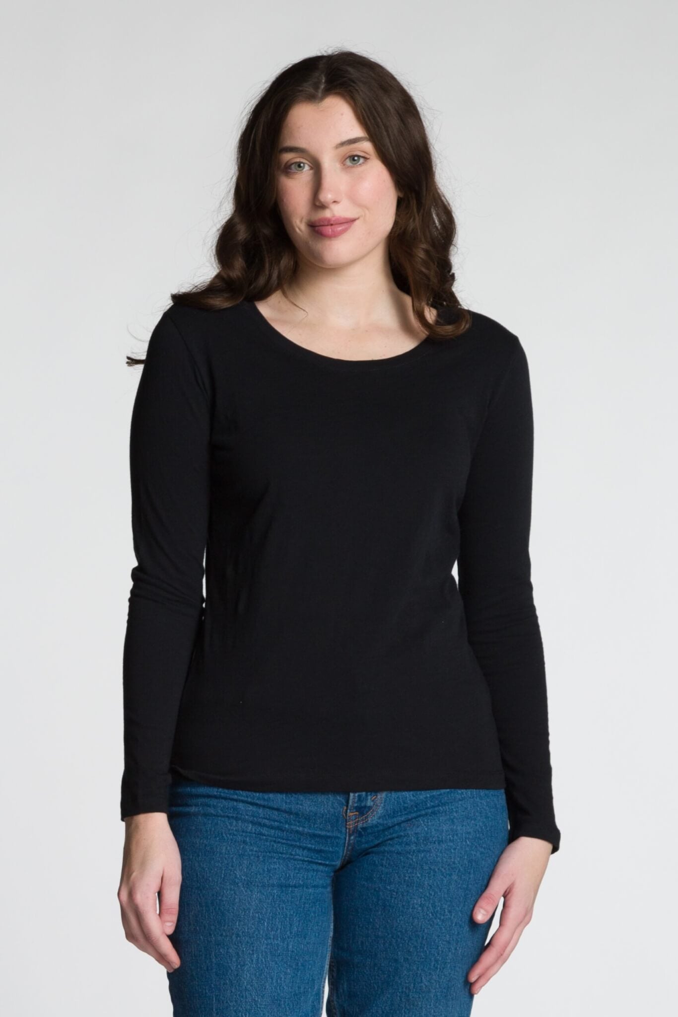 The Scoop Neck Cotton Long Shirt - Black