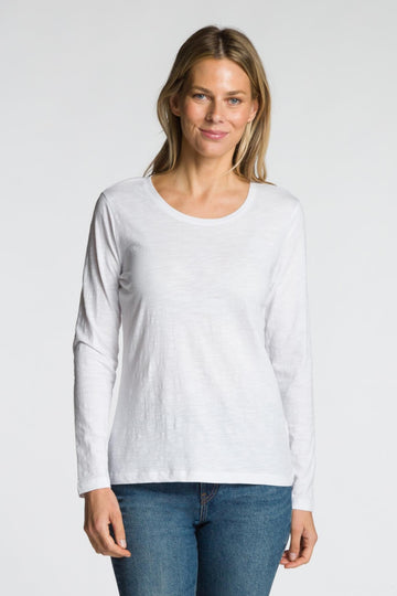 The Scoop Neck Cotton Long Shirt - White