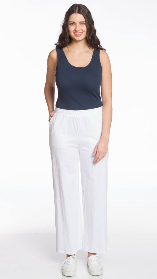 Pull-On Wide Leg Pant - White