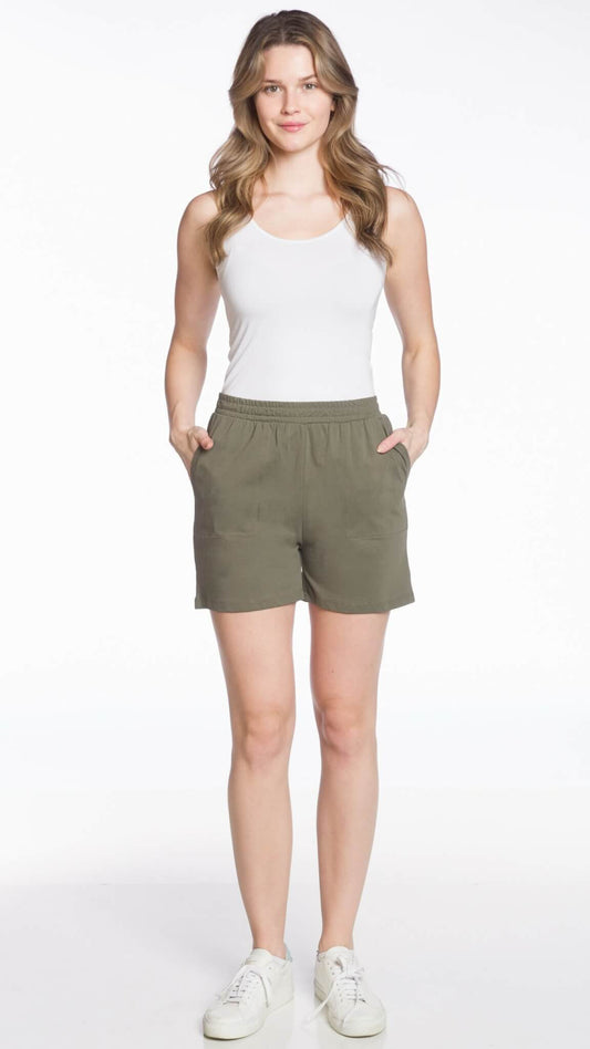 Vintage Wash Cotton Shorts - Olive