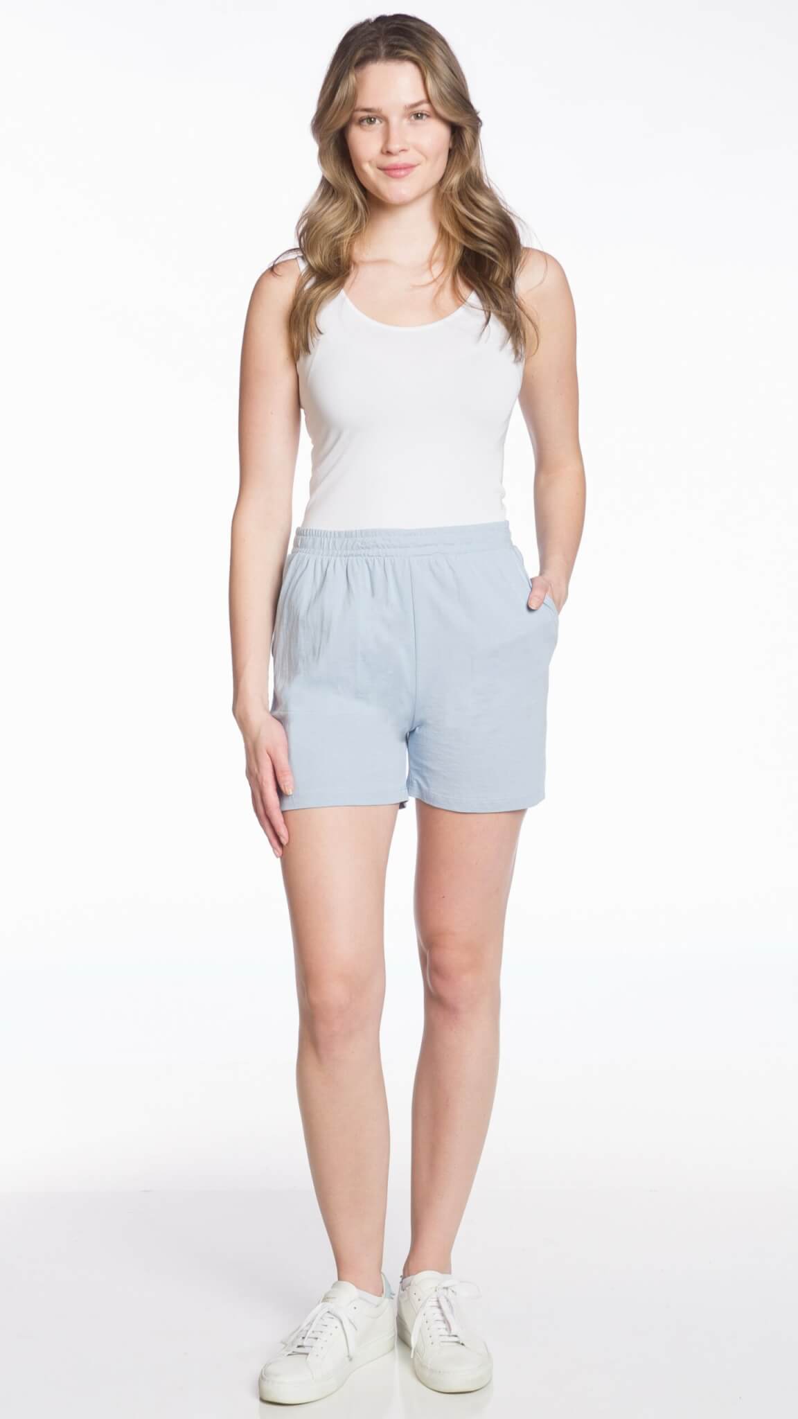 Vintage Wash Cotton Shorts - Periwinkle