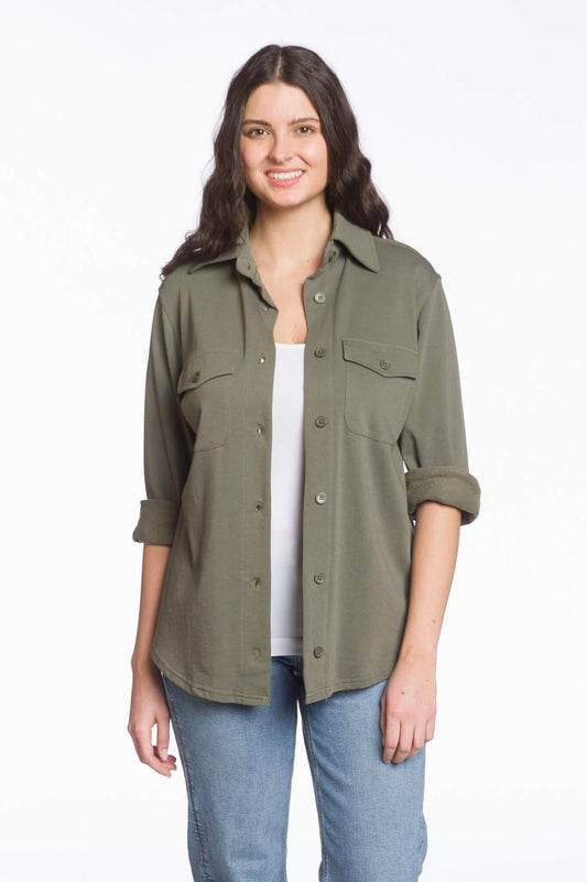 The Vintage Wash French Terry Button Up Sweater