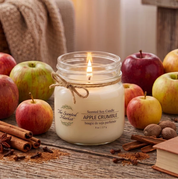 Scented Market - APPLE CRUMBLE Soy Wax Candle 8 oz