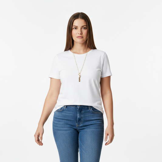 23861 - Merx Paperclip Long Necklace with Heart (Gold)