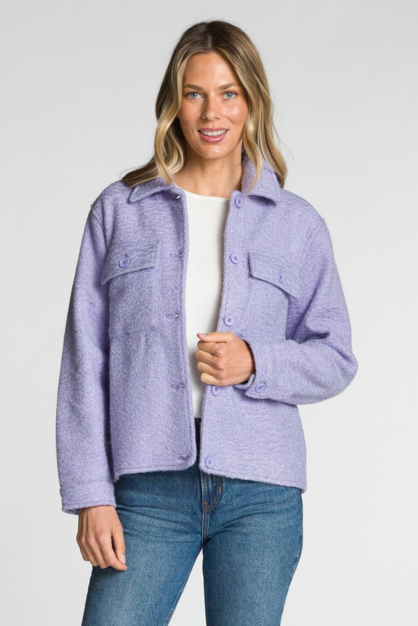 The April Sherpa Shacket - Lilac