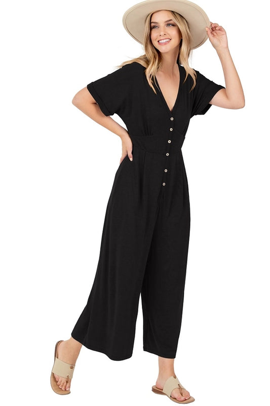 The Short Sleeve Button Up Jumpsuit