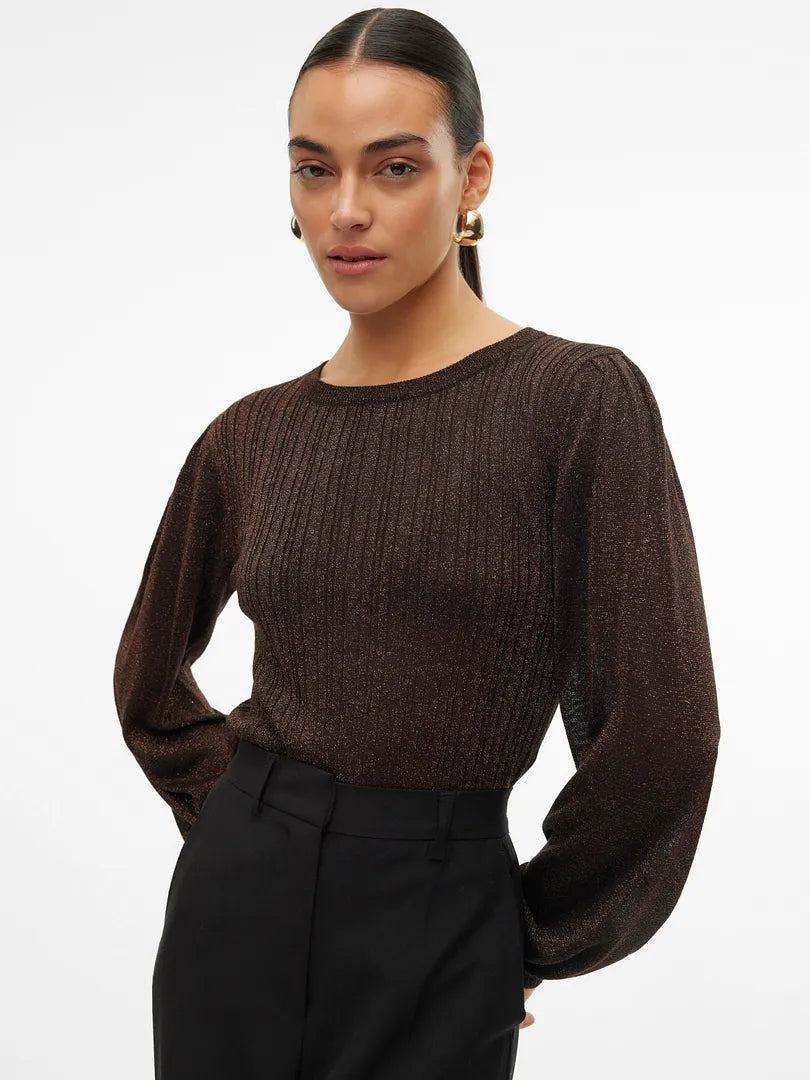 The Talia Long Sleeve Pullover Sweater - Chocolate