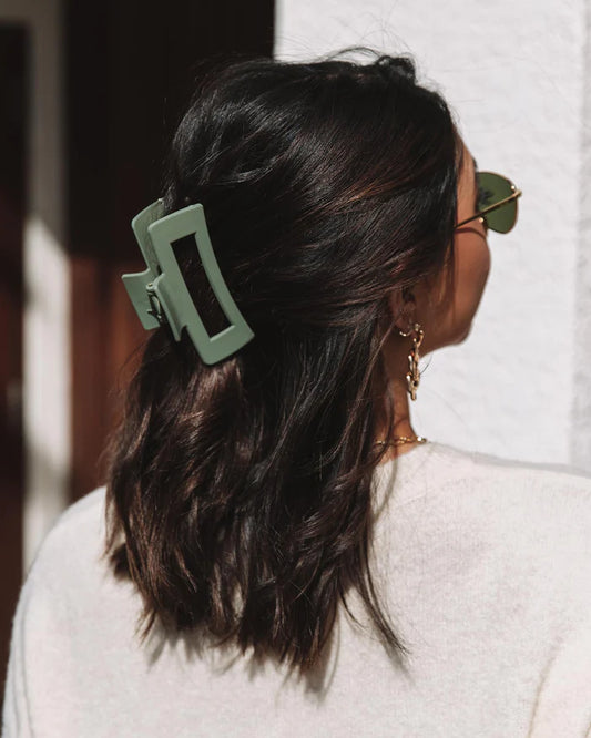 Green Square Matte Claw Clip