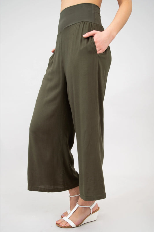 Linen Bamboo Khaki Capri