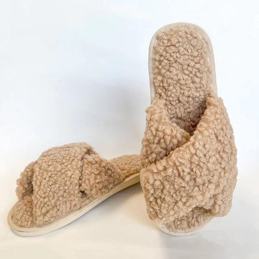 Sherpa Slippers - Tan