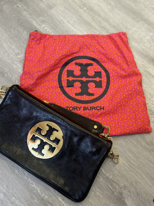 PRE-LOVED TORY BURCH LEATHER CLUTCH WITH SHOULDER STRAP