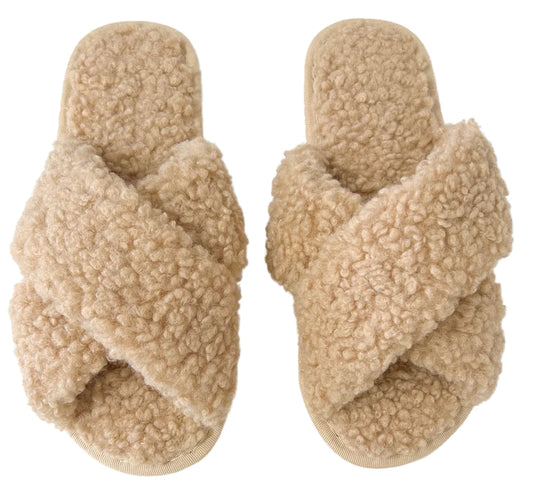 Sherpa Slippers - Tan