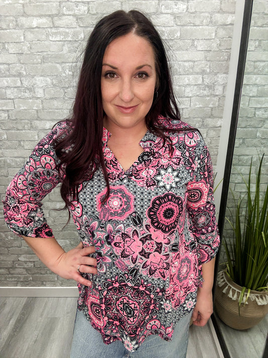 The Lizzy Wrinkle Free Top - Paisley