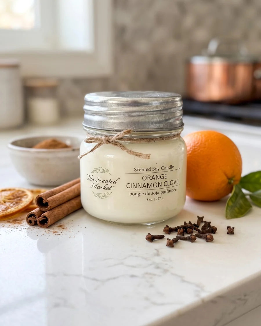 Scented Market - ORANGE CINNAMON CLOVE Soy Wax Candle 8 oz