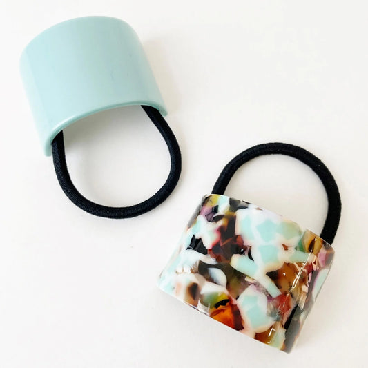 5023 - AQUA RESIN HAIR TIES (SET OF 2)