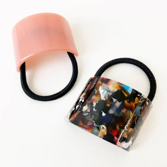 5023 - PEACH RESIN HAIR TIES (SET OF 2)