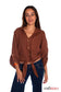Amorosa - Tie Knot Linen Top - Redwood