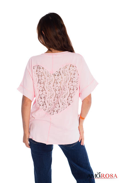 Amorosa - Heart Back Tee Pink