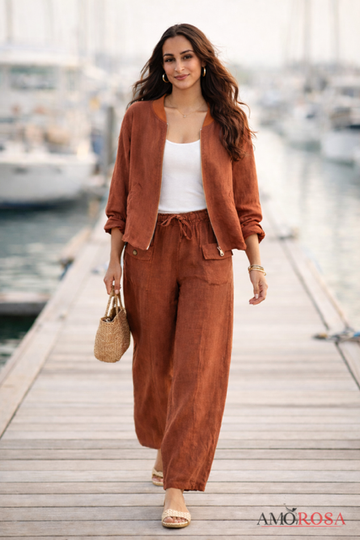 Amorosa - Linen Jacket - Redwood