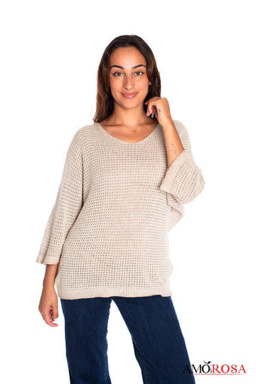 Amorosa Mesh Sweater - Beige